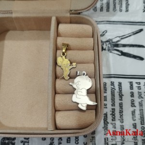 گردنبند ست دونفره استیل مدل تام و جری نقره ای طلایی کد GNB162626W