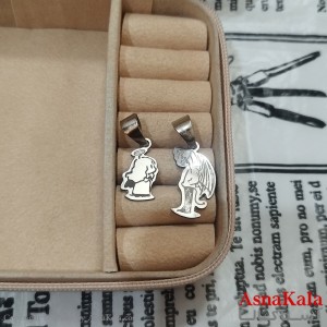 گردنبند ست دونفره استیل نقره ای کد GNB162631W