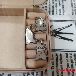 گردنبند ست سه نفره استیل نقره ای کد GNB162635W