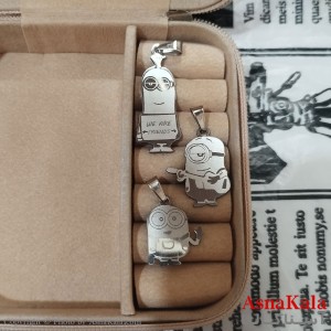 گردنبند ست سه نفره استیل نقره ای کد GNB162642W