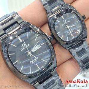 ساعت مچی ست دونفره مردانه و زنانه امگا دو تقویم رنگ ثابت وضدآب کد WTCH11479W