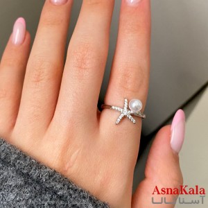 انگشتر زنانه جواهری فری سایز رنگ نقره ای کد ANG191534W