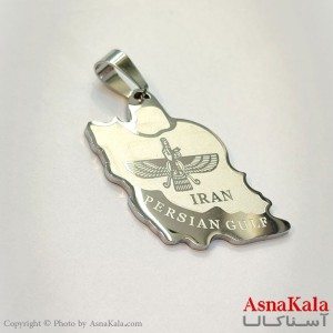 آویز استیل زنانه و مردانه ایران با نماد فروهر رنگ ثابت نقره ای کد GNB162672W