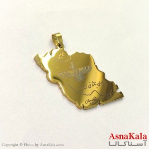 آویز استیل زنانه و مردانه ایران با نماد فروهر رنگ ثابت طلایی کد GNB162675W