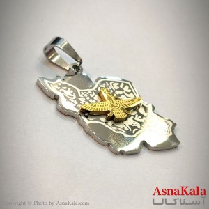 آویز استیل زنانه و مردانه ایران با نماد فروهر رنگ ثابت دورنگ کد GNB162679W