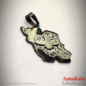 آویز استیل زنانه و مردانه ایران با نماد فروهر رنگ ثابت دورنگ کد GNB162683W