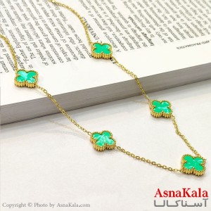 گردنبند زنانه شیک استیل مدل ونکلیف طلایی کد GNB162718W