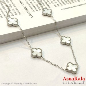 گردنبند زنانه شیک استیل مدل ونکلیف نقره ای کد GNB162721W