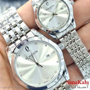 ساعت مچی ست دونفره مردانه و زنانه رومانسون بنداستیل  رنگ ثابت وضدآب کد WTCH11555W