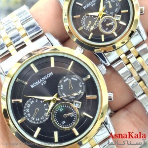 ساعت مچی ست دونفره مردانه و زنانه رومانسون بنداستیل  رنگ ثابت وضدآب کد WTCH11558W