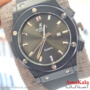 ساعت مچی  هابلوت بند چرمی و رابر آبکاری قاب شرکتی کد WTCH11584W