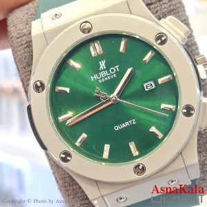 ساعت مچی  هابلوت بند چرمی و رابر آبکاری قاب شرکتی کد WTCH11585W
