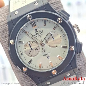 ساعت مچی  هابلوت بند چرمی و رابر آبکاری قاب شرکتی کد WTCH11589W