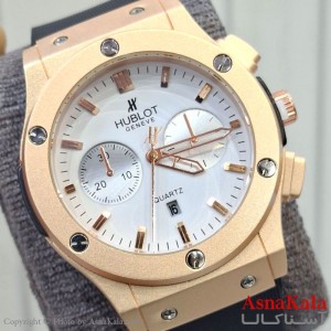 ساعت مچی  هابلوت بند چرمی و رابر آبکاری قاب شرکتی کد WTCH11595W