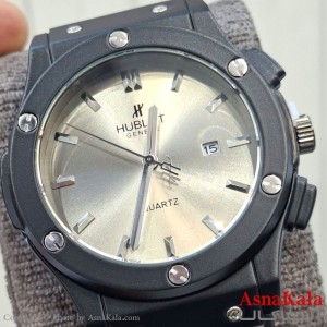 ساعت مچی  هابلوت بند چرمی و رابر آبکاری قاب شرکتی کد WTCH11603W