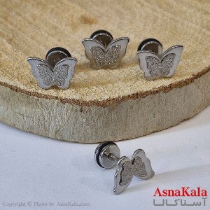 پیرسینگ استیل زنانه گوشواره مدل پروانه  کد PR2311W