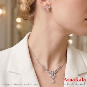 سرویس جواهری زنانه طرح مجلسی مدل گل نگیندار کد NIM141282W