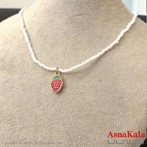 گردنبند زنانه استیل مدل  توت فرنگی کد GNB162774W -آسناکالا
