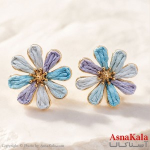 گوشواره استیل  فانتزی حصیری دخترانه مدل گل کد GSH15121785W