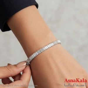دستبند دخترانه پینترستی استیل تنیسی نگین مستطیل کد DSB181946W