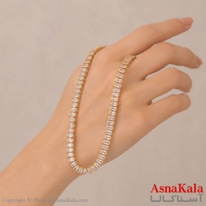 گردنبند اسپورت مدل کارتیر تنیسی نگین باگت استیل  رنگ نقره ای کد GNB162793W