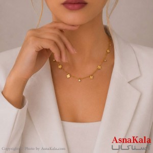 گردنبند زنانه استیل مدل برف کد GNB162816W -آسناکالا