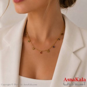 گردنبند زنانه استیل مدل دایره کد GNB162818W -آسناکالا