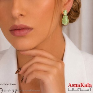 گوشواره میناکاری فشن رنگ طلایی کد GSH15121823W