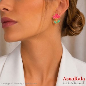 گوشواره میناکاری فشن رنگ طلایی کد GSH15121824W