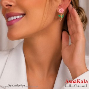 گوشواره میناکاری فشن رنگ طلایی کد GSH15121825W
