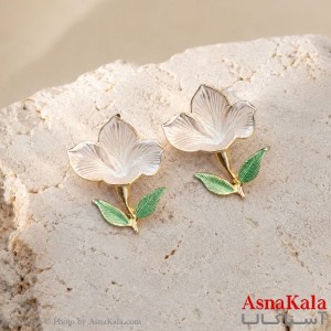 گوشواره میناکاری فشن رنگ طلایی کد GSH15121828W