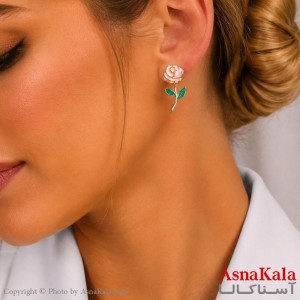 گوشواره میناکاری فشن رنگ طلایی کد GSH15121835W