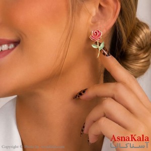 گوشواره میناکاری فشن رنگ طلایی کد GSH15121837W