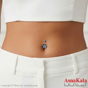 پیرسینگ استیل زنانه ناف مدل نگینی کد PR2307W