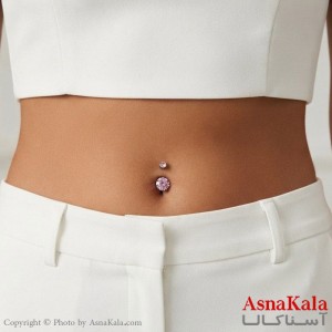 پیرسینگ استیل زنانه ناف مدل نگینی کد PR2310W