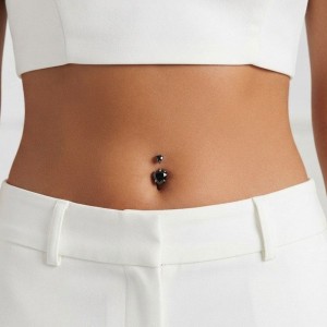 پیرسینگ استیل زنانه ناف مدل نگینی کد PR2316W