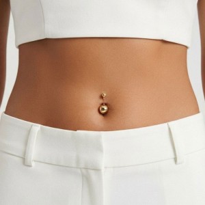 پیرسینگ استیل زنانه ناف مدل نگینی کد PR2318W