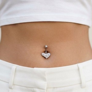 پیرسینگ استیل زنانه ناف مدل نگینی کد PR2322W