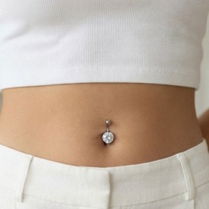 پیرسینگ استیل زنانه ناف مدل نگینی کد PR2323W