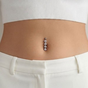 پیرسینگ استیل زنانه ناف مدل نگینی کد PR2324W
