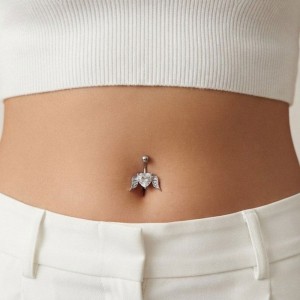 پیرسینگ استیل زنانه ناف مدل نگینی کد PR2325W