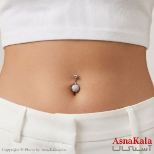 پیرسینگ استیل زنانه ناف مدل نگینی کد PR2327W