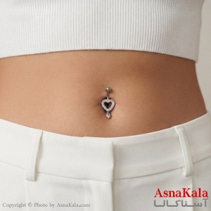 پیرسینگ استیل زنانه ناف مدل نگینی کد PR2328W