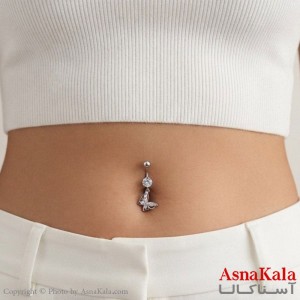 پیرسینگ استیل زنانه ناف مدل نگینی کد PR2331W