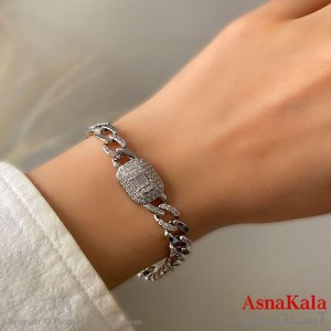 دستبند زنانه پینترستی استیل 316 مدل  جواهری کد DSB181972W