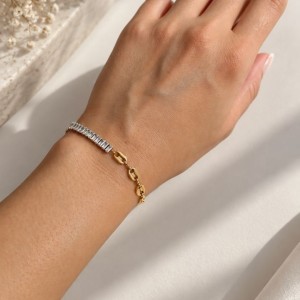 دستبند زنانه پینترستی استیل 316 مدل تنیسی کد DSB181990W