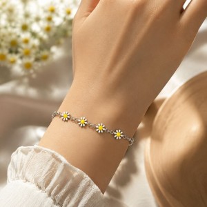 دستبند زنانه پینترستی استیل 316 مدل بابونه کد DSB182000W