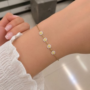 دستبند زنانه پینترستی استیل 316 مدل بابونه کد DSB182000W