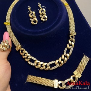 سرویس  کارتیرو حصیری خارجی کامل شامل گردنبند و گوشواره و دستبند و انگشتر کد NIM141347W