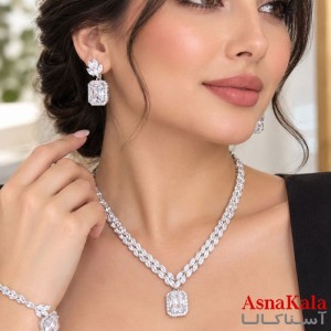 سرویس جواهری  کامل شامل گردنبند و گوشواره و دستبند و انگشتر کد NIM141358W